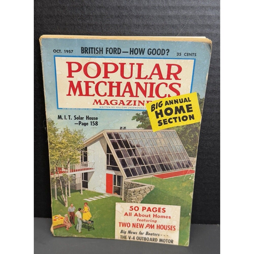 Popular Mechanics Magazine Oct 1957 MIT Solar  House Big Annual Home Section